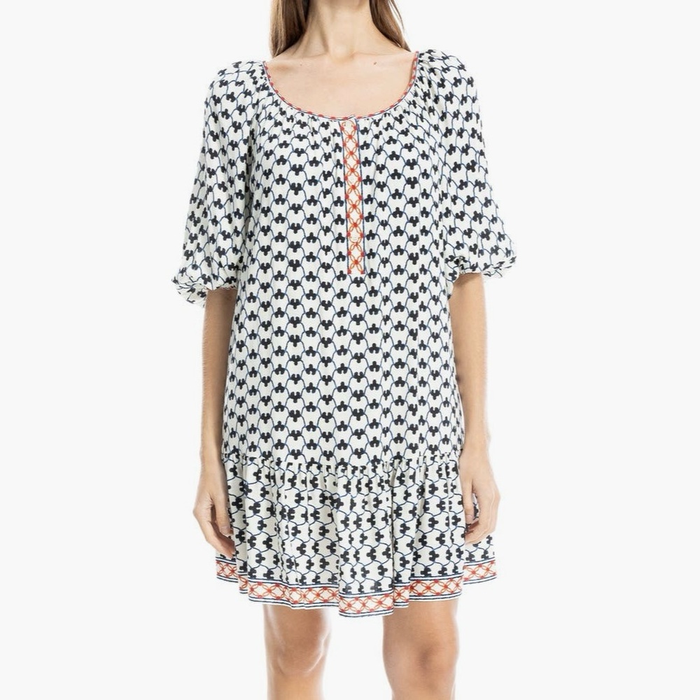 MAX STUDIO Puff Sleeve Tunic Dress White Harmony XL EUC